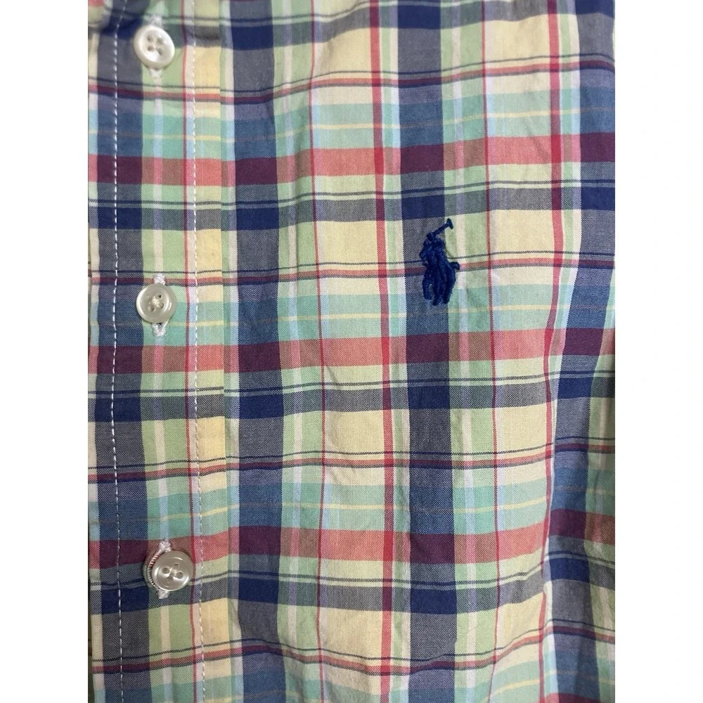 Ralph‎ Lauren Boys Size 4T Button Down Shirt Multicolor Plaid Preppy SUMMER Pony
